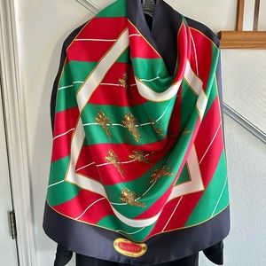 Burberry vintage silk logo scarf 34x35” comes with a free designer scarf.200-300